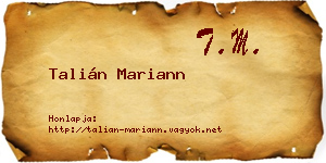 Talián Mariann névjegykártya